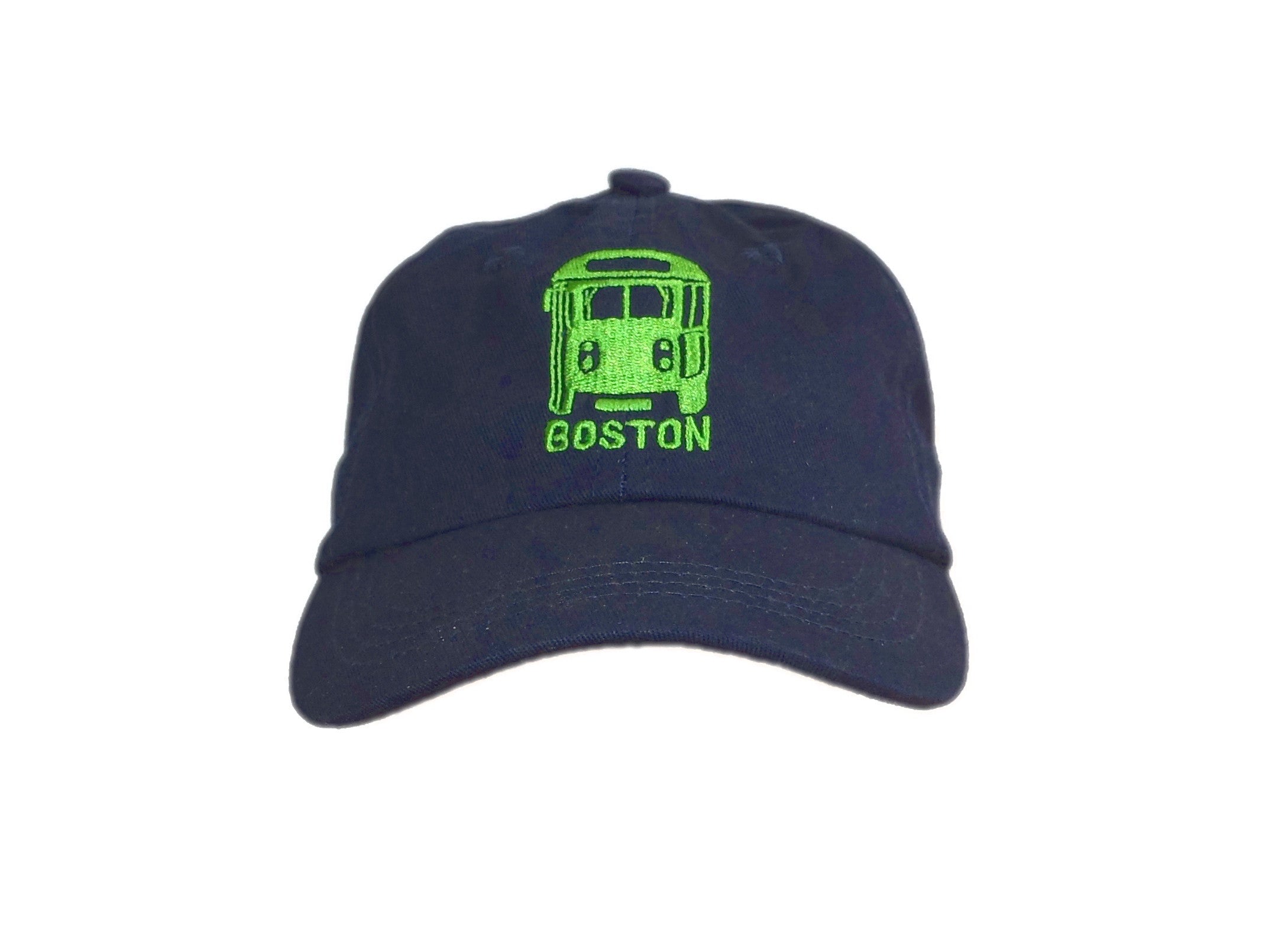 Kids Embroidered Boston Trolley Baseball Cap - Navy Blue